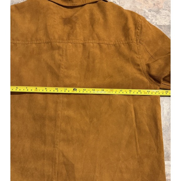 Vintage Faux Suede Chore Coat Brown Button Up Shirt Jacket Size M Western Boho - Picture 8 of 9